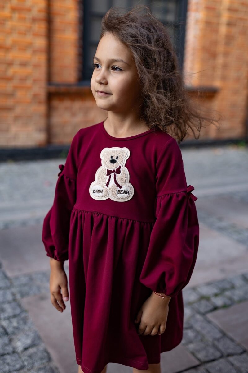 Bordo suknelė su meškučiu - Image 3