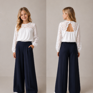 Elegantiška balta palaidinė mergaitėms 128–158 dydžiai