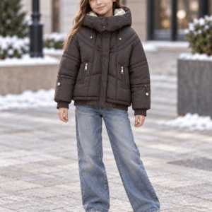 Žieminė striukė mergaitei su gobtuvu | 134–164 cm 🤎