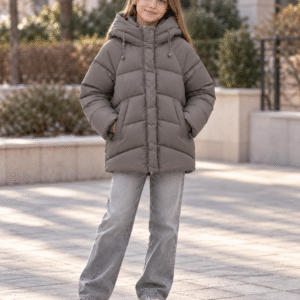 Žieminė striukė mergaitei su gobtuvu |Dvi spalvos | 140–164 cm ❄️